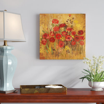 «Floral Frenzy Red VI» par Alan Hopfensperger - impression sur toile tendue