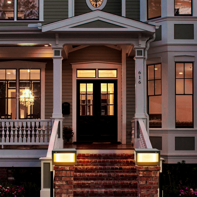 12" Powered LED Post Cap Light, Modern Outdoor LED Fence Light For Pathways, Decks, And Patios (2-Pack)