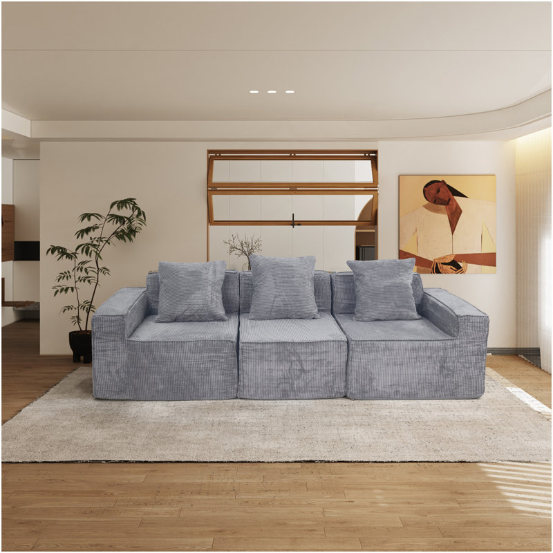 Canapé modulaire convertible 3 places Modern, Gris clair