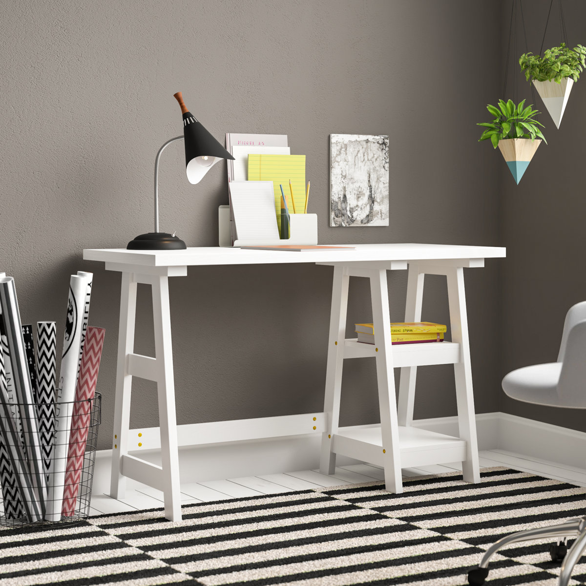 Ebern Designs Saribek Reversible Computer Desk (White)