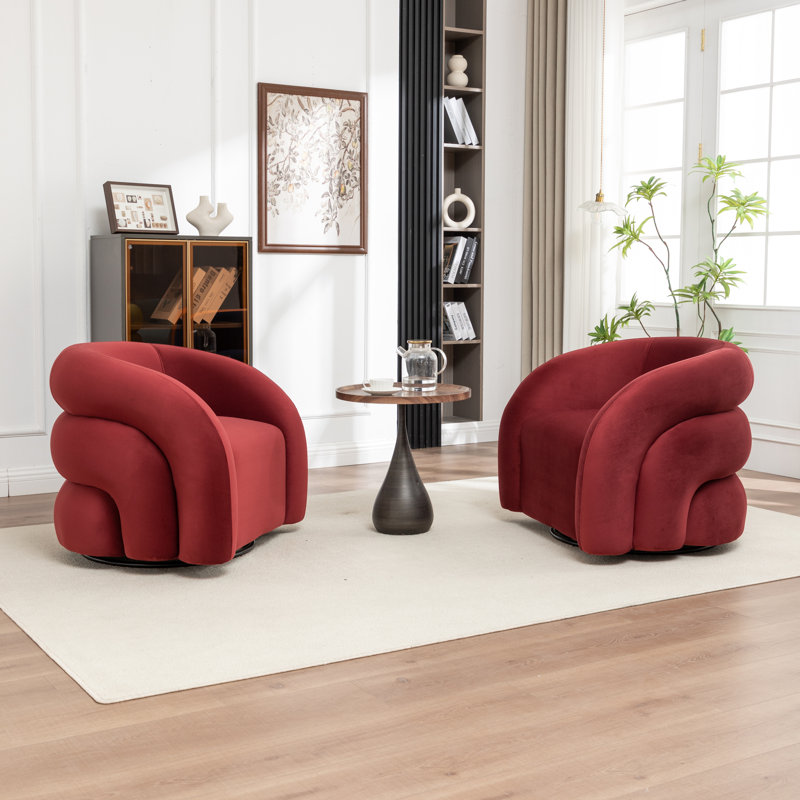 Fauteuil demi-tonneau pivotant rembourré Coyle, Rouge