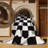 Machine Washable Checkered Gray Area Rug-1510453257