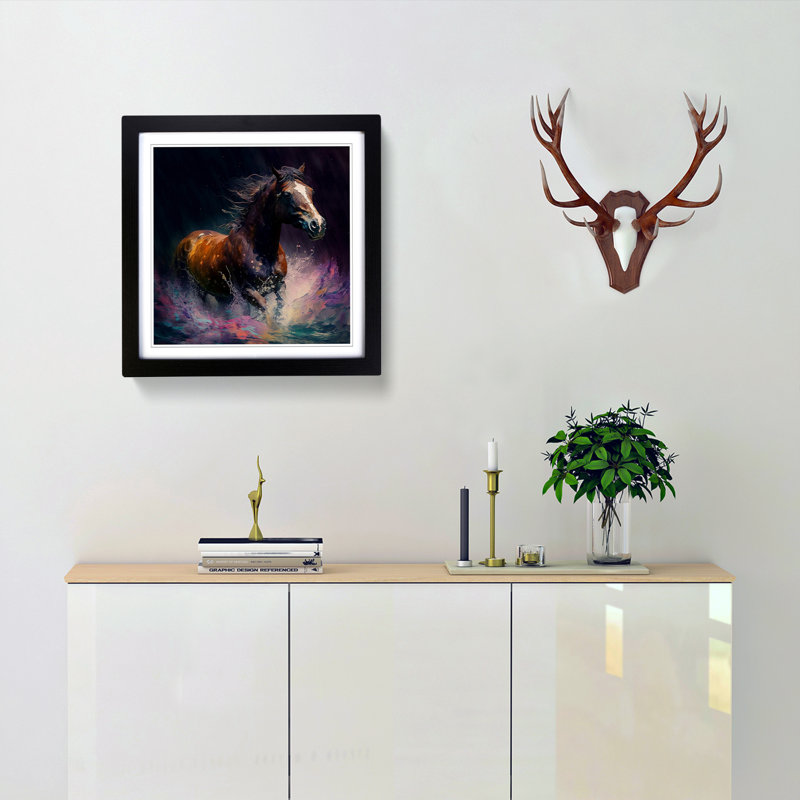 Horse Impressionism - Framed Print, Black