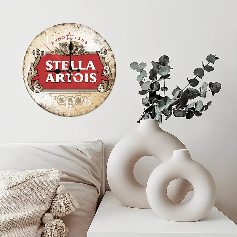 Horloge murale en bois 10 po, mouvement silencieux, à piles (piles AA non incluses), décor artistique, parfait pour les décorations