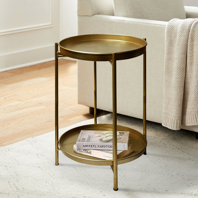Rachele Iron Tray Top End Table, Gold
