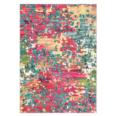 Tapis moderne et coloré abstrait, tapis lavable pour chambre à coucher et salon