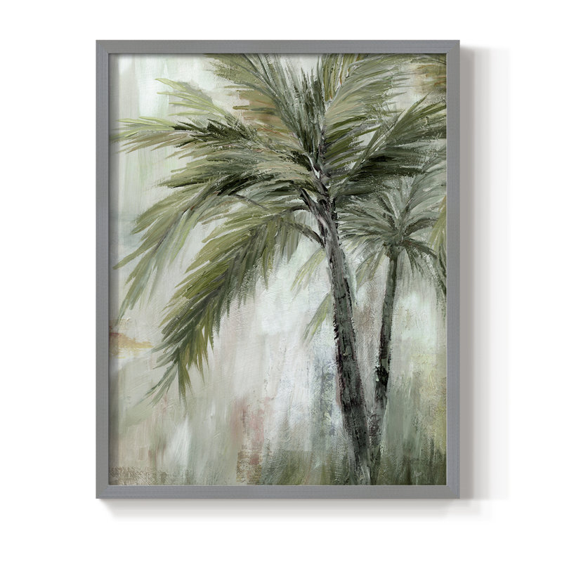 «Tropical Palm II», reproduction encadrée - bois massif, Gris, H 21 po x l 17 po