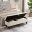 Banc repose-pieds 59 po avec rangement en tissu beige
