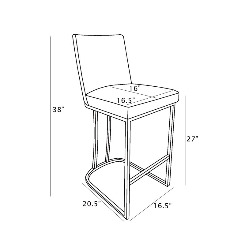Aurrin Velvet Upholstered Bar & Counter Stool, Silver, Dark Gray, Counter Stool (26” Seat Height)