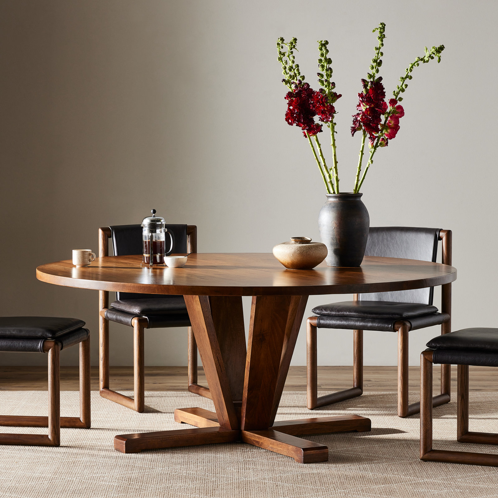 Darryn 60'' Round Dining Table, Medium Brown, 30" H x 72" W x 72" L