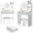 17" Round Led Mirror Vanity Table And Cushioned Stool, 3 - Color Adjustable Brightness, Touch Operated , Built In 2 Ac + 1 Type C Ports, Large Desktop, High Capacity Storage, American Design ,