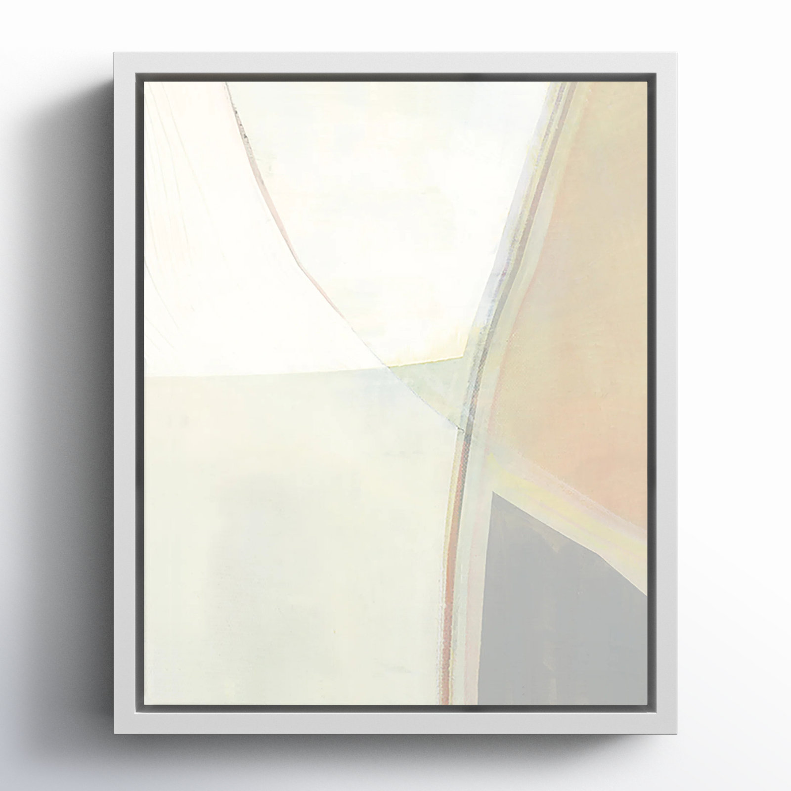 Alexandria "In Neutral II" Painting by Cartissi, 11.5" H x 9.5" W x 2" D, White Framed Canvas