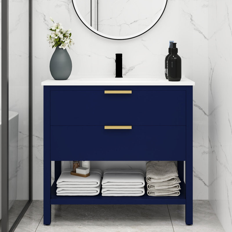 Ensemble de meuble-lavabo simple 36 po, Bleu marine