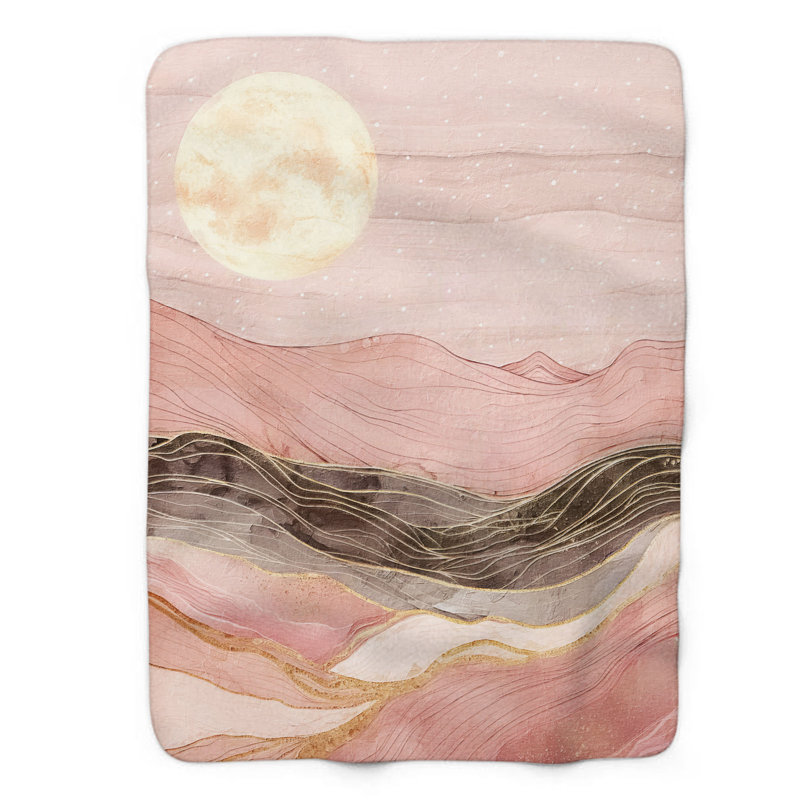 Jeté Boho Pink Hues - 1 pièce de qualité supérieure Sherpa, L 60 po x L 80 po