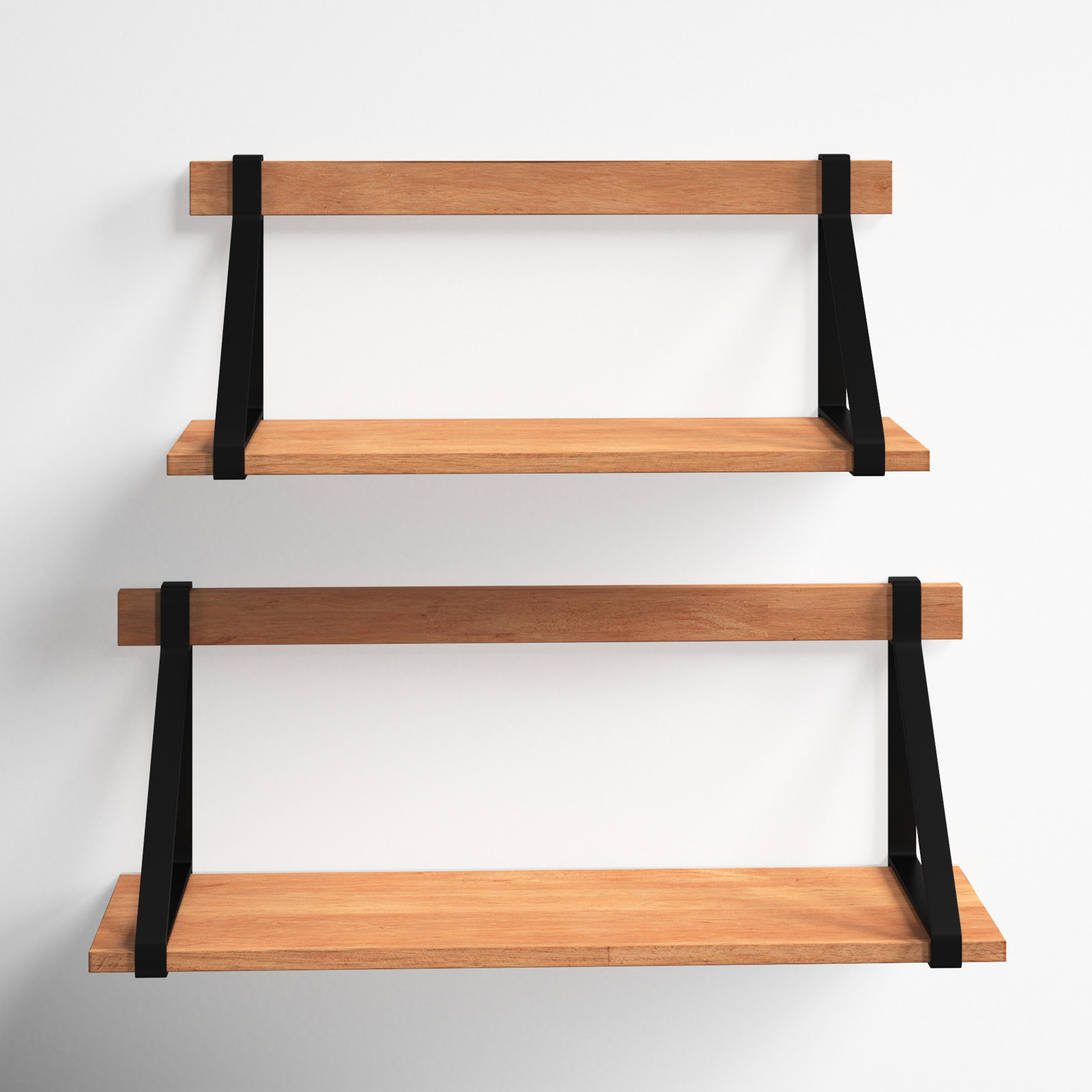 Zena 2 Piece Rubberwood Solid Wood Bracket Shelf