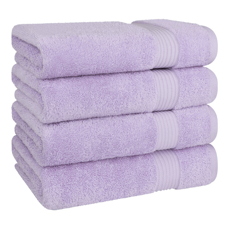 Ensemble de serviettes de bain 100% coton turque 4 pièces, serviettes de bain douces et absorbantes, Lilas