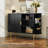 47'' Sideboard Cabinet with Wood Tambour Doors, Black-1943079982