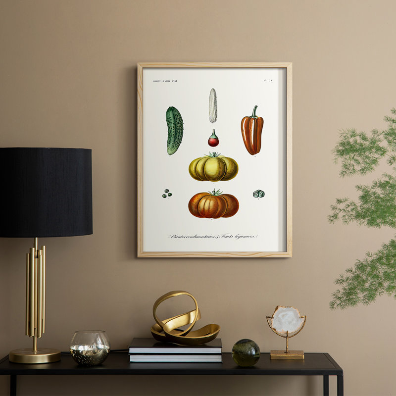Fruit & Vegetable Varieties III Framed Print - Solid Wood, Natural, 15" H x 12" W