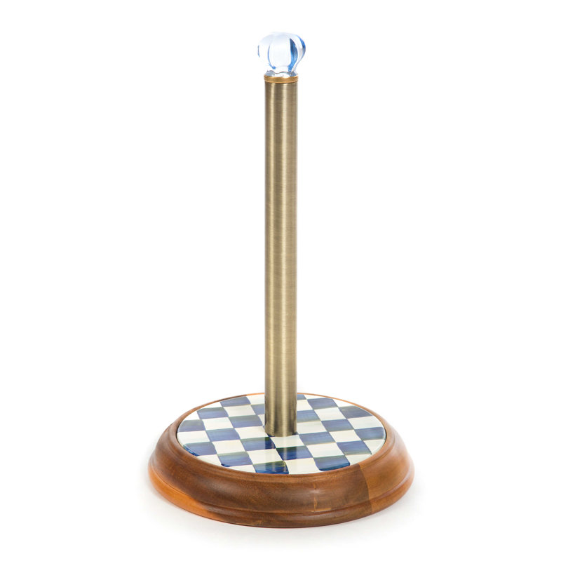 Wood Paper Towel Holder, Blue/Gold