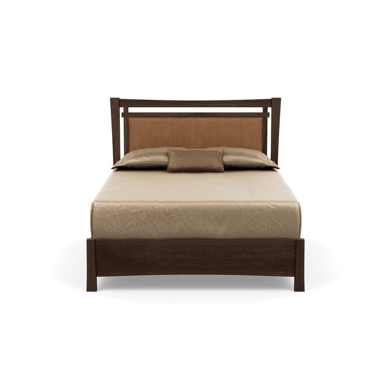 Monterey Upholstered Bed, California King, Ebony Leather, Cognac Cherry