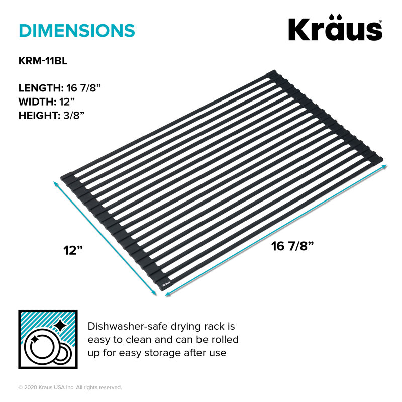 Égouttoir à vaisselle Kore, Noir mat, H 0,375 po x l 16,875 po x P 12 po