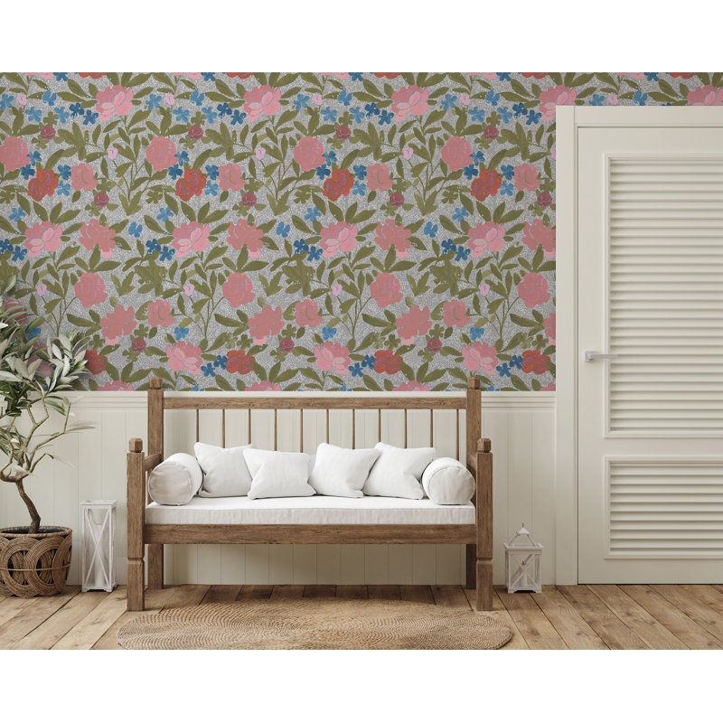Paule Marrot Floral Wallpaper Double Roll, Gray