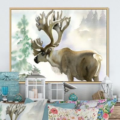 " Moose In Winter Forest "