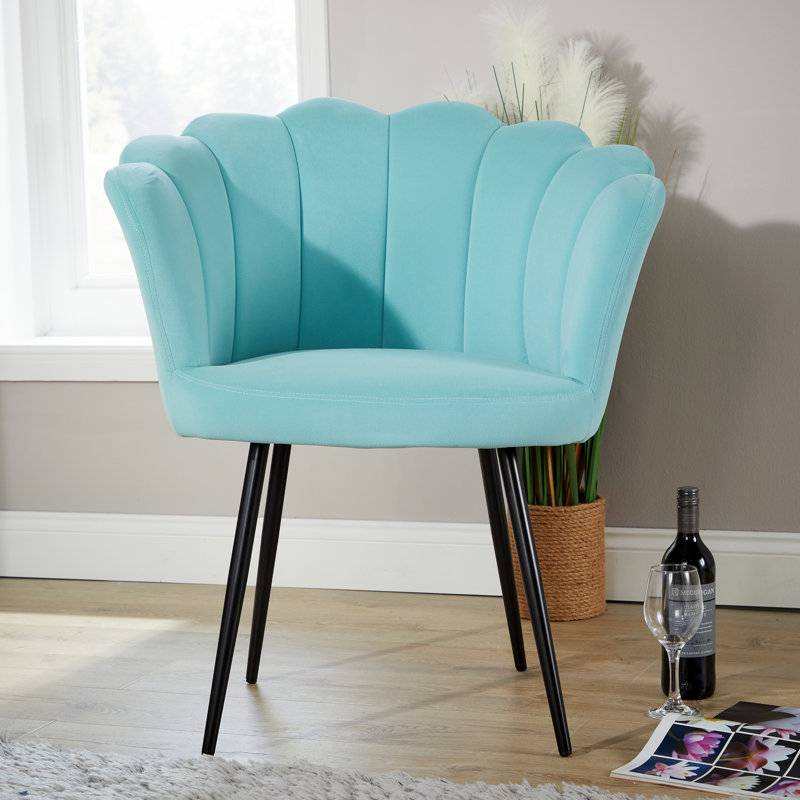 Afifah Scallop Barrel Occasional Accent Chair, Teal