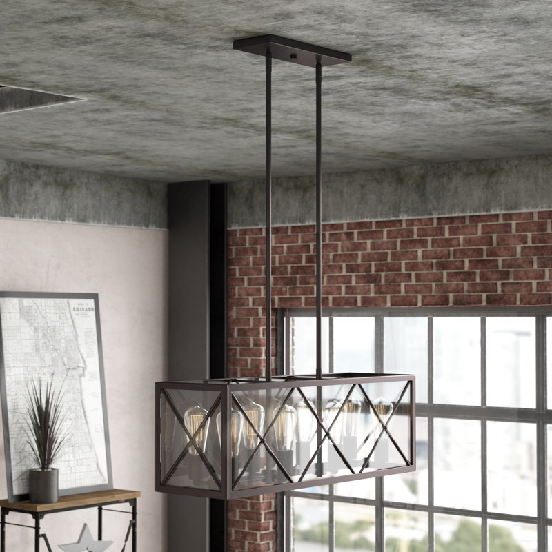 Luminaire suspendu linéaire pour îlot de cuisine 8 lumières Harlon
