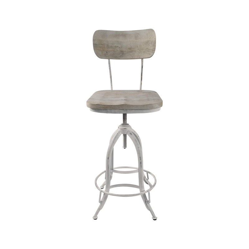 Tabouret de bar pivotant réglable moderne blanc, Blanc délavé