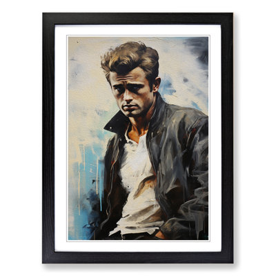 XYZ-FRM-V1223-3842 James Dean Hard Edge - Single Picture Frame Print on Wood