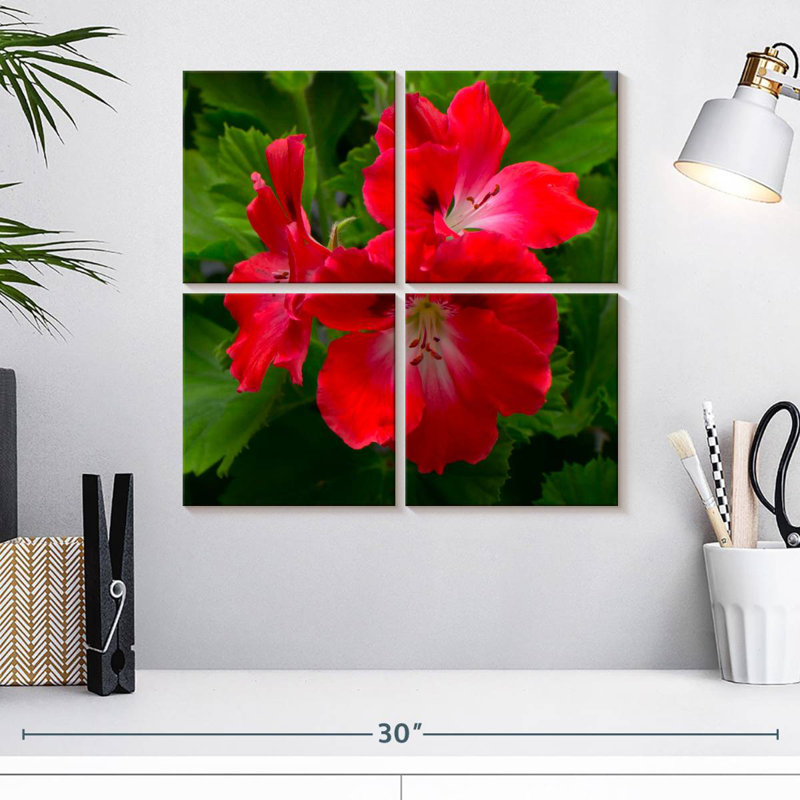 Harnek Red Hibiscus Flowers, 18" H x 18" W