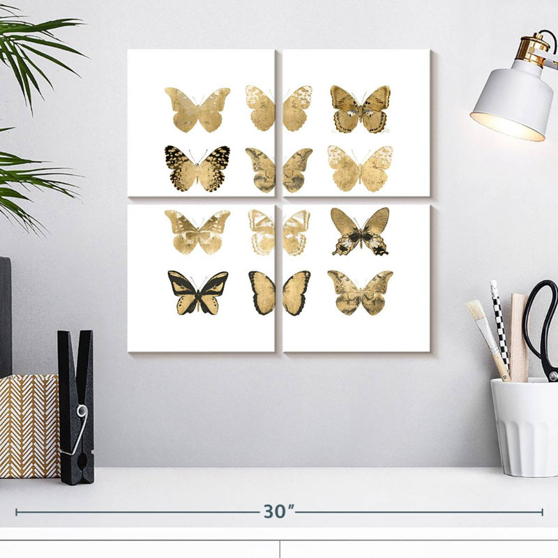 Étude de papillon Brampt en or II, H 18 po x l 18 po