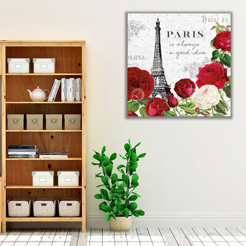 Rouge Paris II - reproduction d'art sur toile, H 40 po x l 40 po