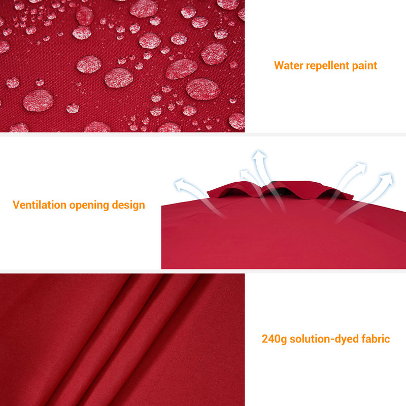Parasol en porte-à-faux 10 pi Dobrosav, Rouge