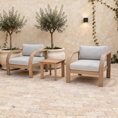 Ensemble de sièges de patio en bois 3 pièces Hermes