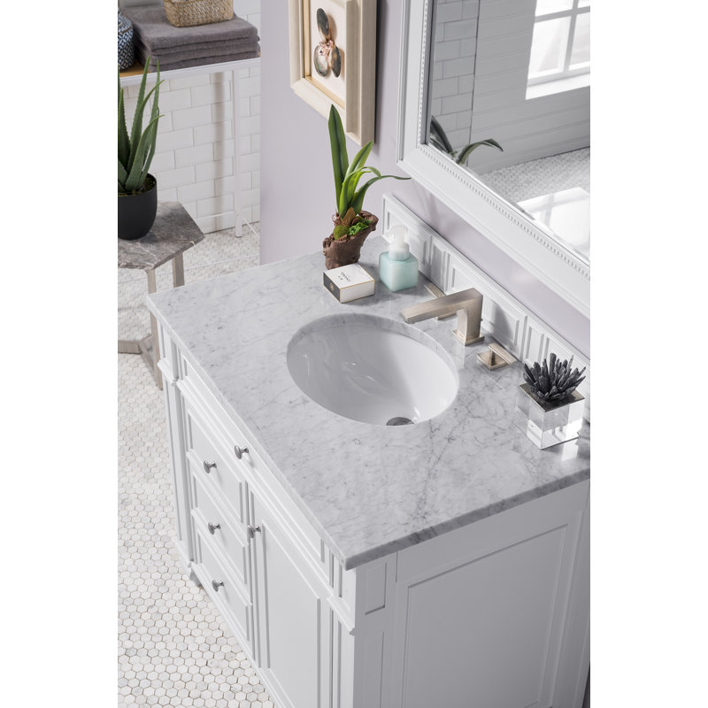 Bristol 36'' W Single Vanity, Carrara White, Bright White, 8" Widespread