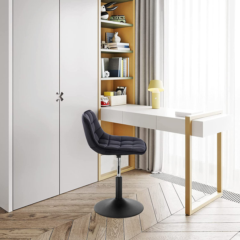 Suncrest Swivel Upholstered Adjustable Height Counter Stool with Metal Frame, Black