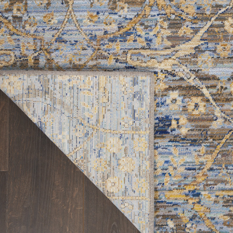 Majestic Vintage Medallion Beige & Blue Wool Blend Area Rug