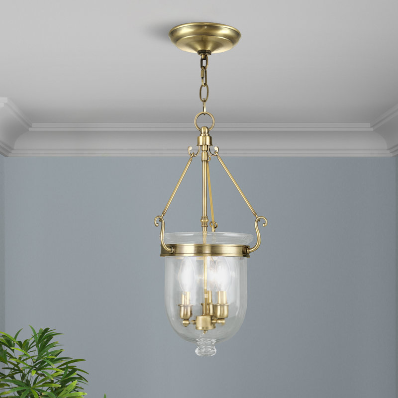 Luminaire suspendu simple urne Husman, H 20 po x l 10 po x P 10 po, Laiton antique