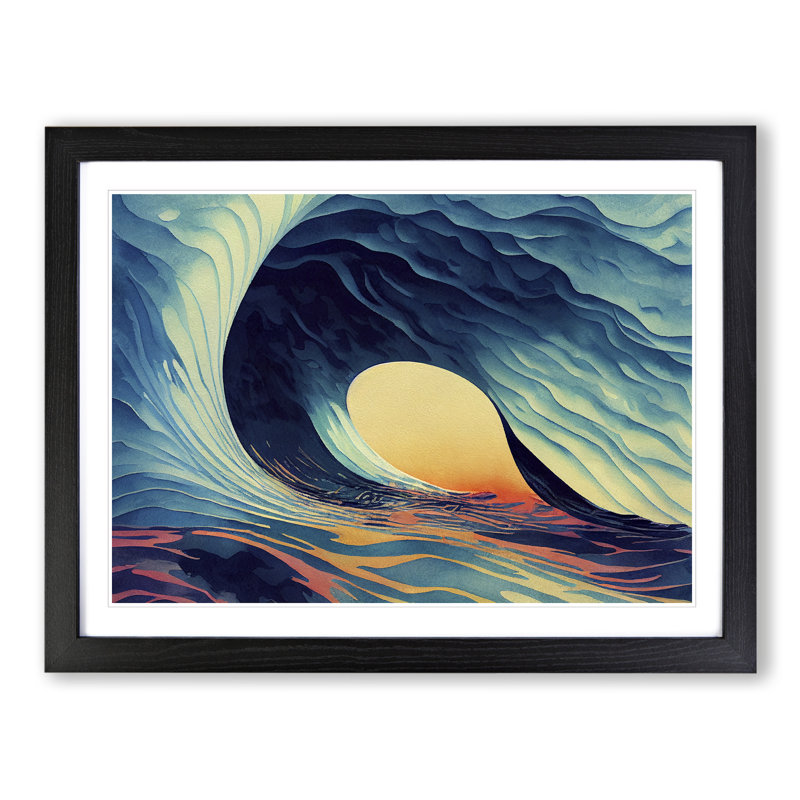 XH1022-8740X Surrealistic Ocean Wave Vol.4 Abstract 1 Piece Single Picture Frame Wall Art, 46cm H x 64cm W x 2cm D, Black