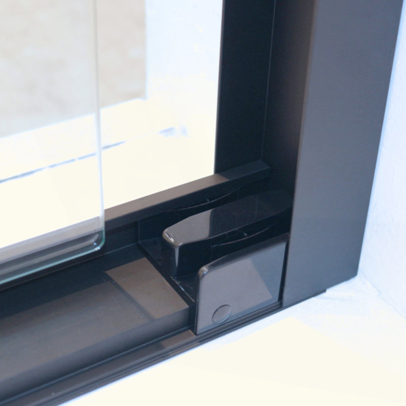 Porte de douche coulissante double l 56 à 60 po x H 75 po, cadre en alliage d'aluminium, verre trempé clair de 1/4 po (6 mm) d'épaisseur.