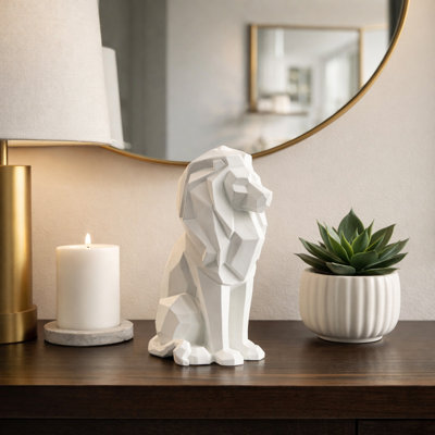 Figurine de lion en polyrésine géométrique Juzefa