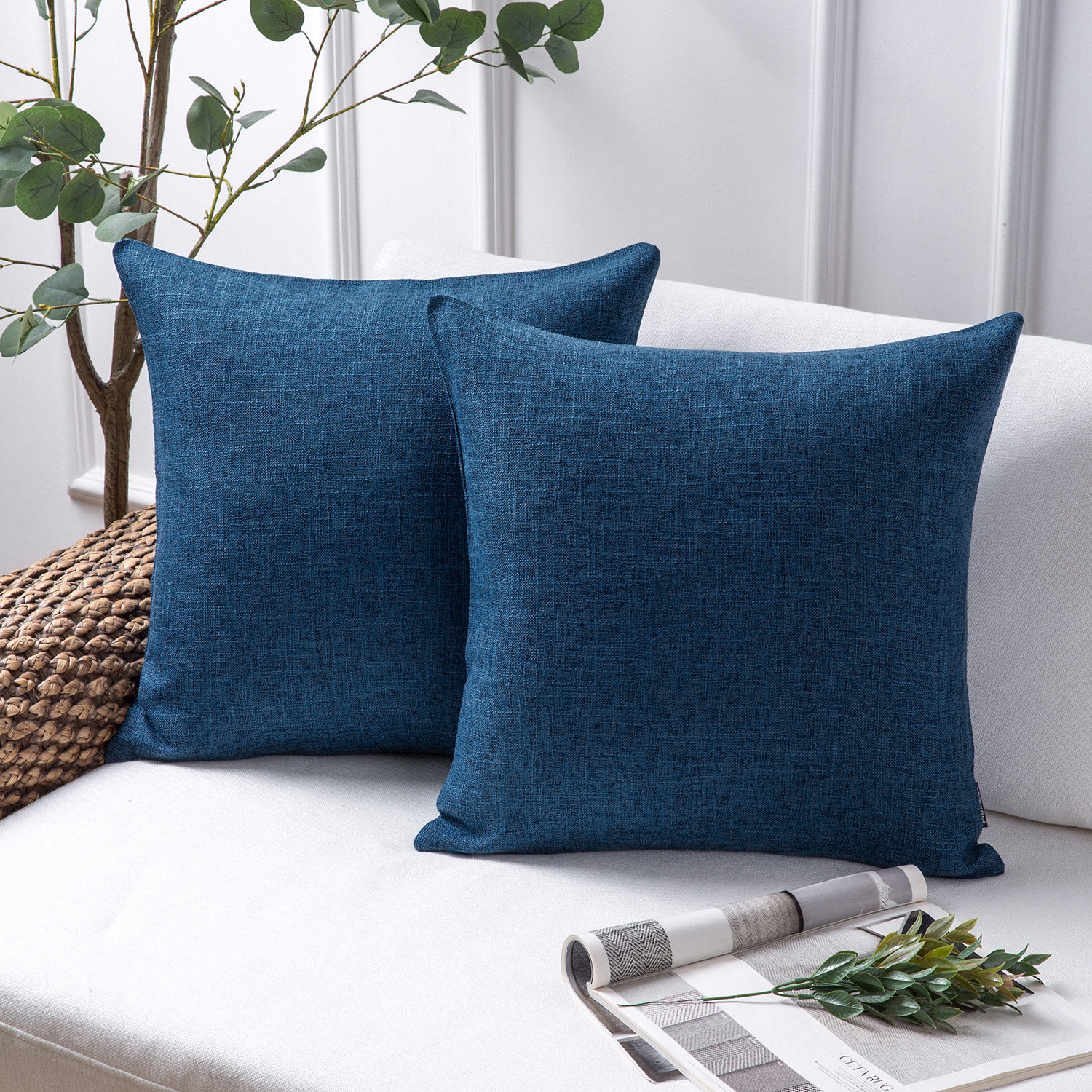 Edgar Square 100% Cotton Pillow Cover AllModern Color: Dark Blue, Fill Material: Polyester/Polyfill, Size: 22'' x 22