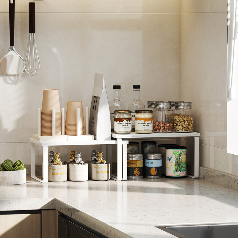 Ensemble de 2 organisateurs de tablettes extensibles, comptoir de cuisine et support à épices pour garde-manger et armoire