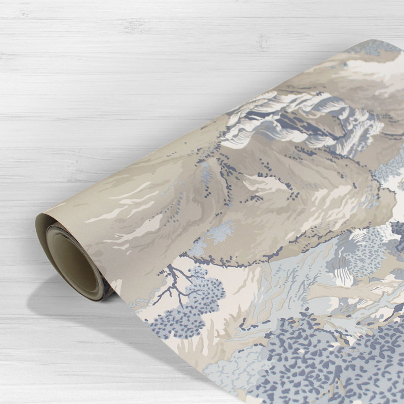 Nico Oriental Landscape 10.05m x 53cm Wallpaper Roll, China Blue