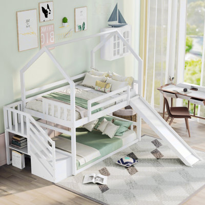 Twin Over Twin House Bunk Bed With Convertible Slide -  Harper Orchard, 9EC979B866B84F71BD7DBD4B0DC6CA87