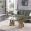Table basse d'appoint rectangulaire en acier inoxydable pour le salon - table de centre élégante et moderne de 48 po avec verre trempé transparent (y compris la table basse, sans les chaises)