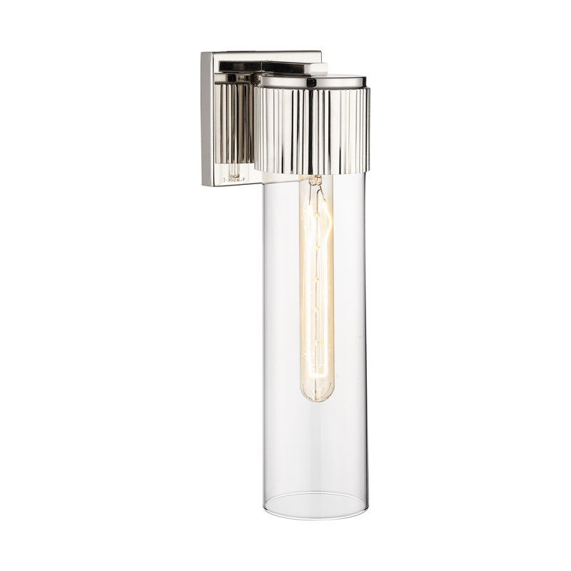 Applique murale 1 lumière 12 "Bolivar, Transparent, H 15 po x l 5,1 po x P 4 po, Nickel poli