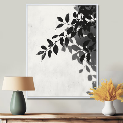 «Black Leaves Shadow Silhouette II», art mural grandes feuilles